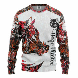 3D Boar Hunter Red Custom Tshirt Hoodie Apparel