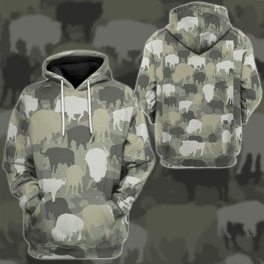 3D Bison Camo Custom Tshirt Hoodie Apparel