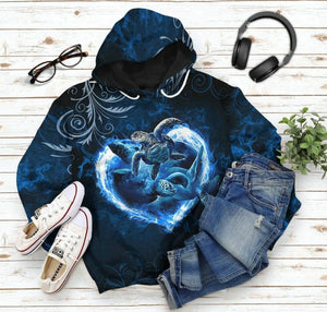 3D Blue Heart Sea Turtle Tshirt Hoodie Apparel