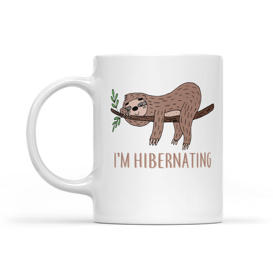 Don't Dúisigh Mé Suas Tá mé ag Geimhreadh Greannmhar Codlata Sloth Bán Mug Bronntanais Don Nollaig