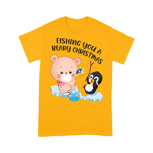 Fishing You A Beary Christmas Funny Polar Bear And Penguin  Tee Shirt Gift For Christmas
