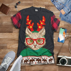 3D Christmas Cat Custom Tshirt Hoodie Apparel