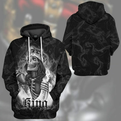 3D Skull a Rí Saincheaptha Tshirt Éadaí Cochaillín