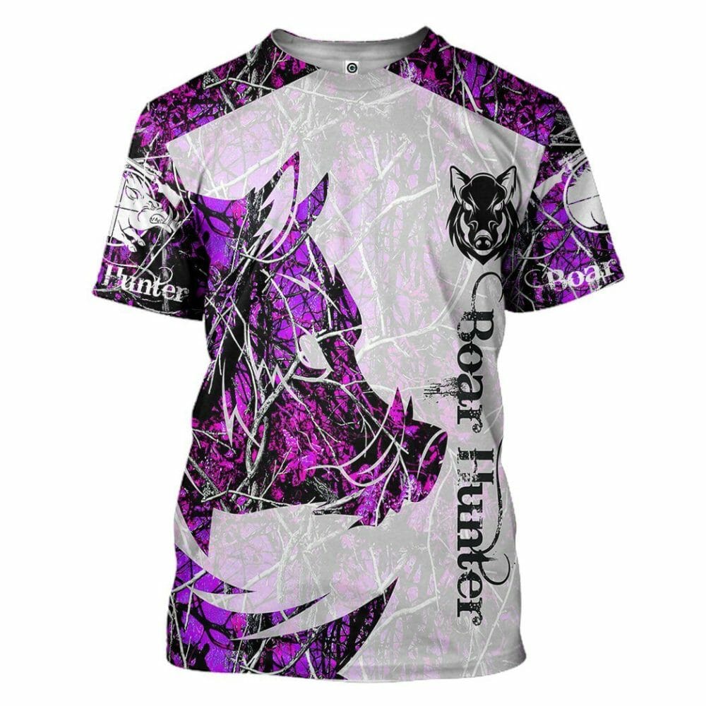 3D Boar Hunter Purple Custom Tshirt Hoodie Apparel