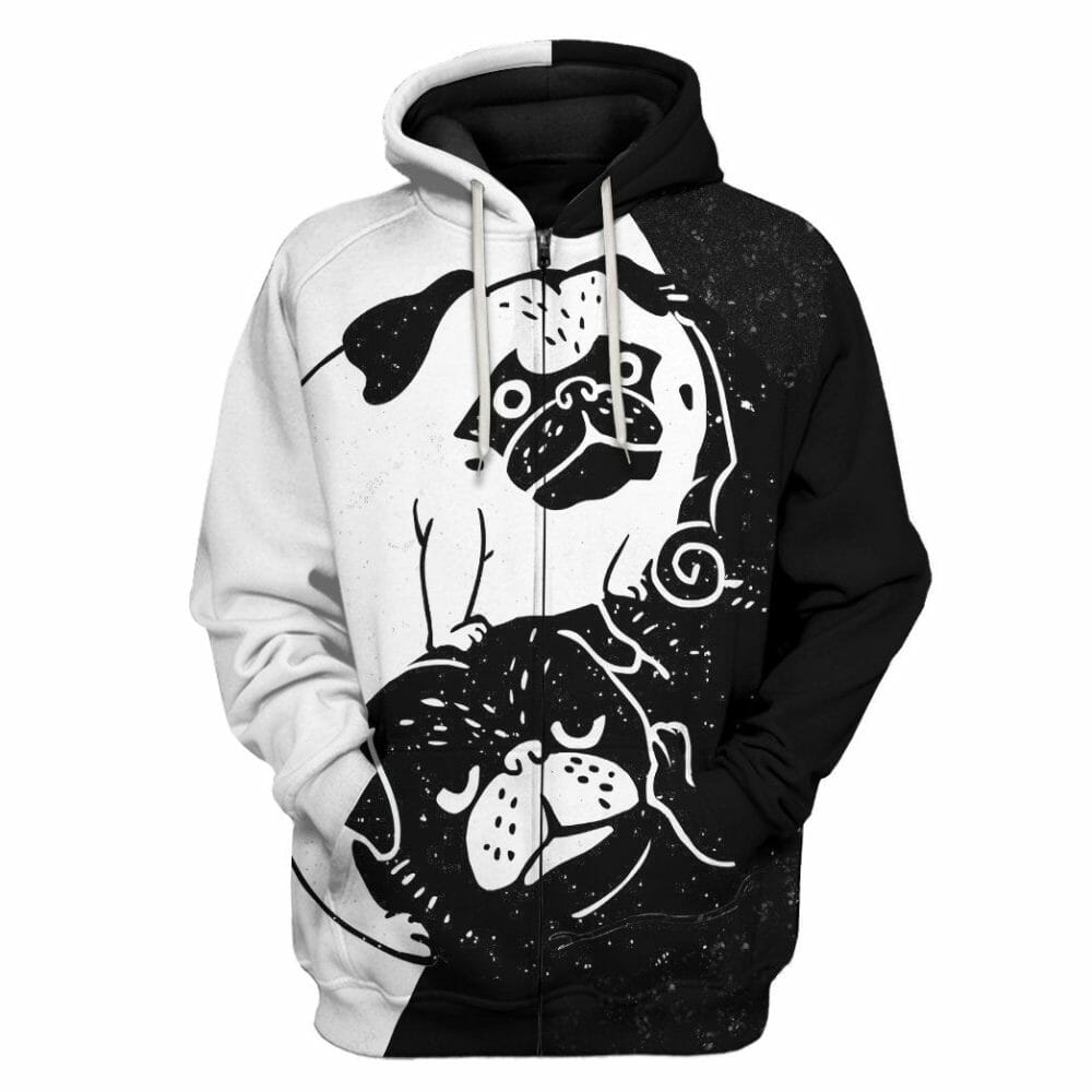 3D Pug Ceann Agus Yang Chustaim Tshirt Éadaí Cochaill