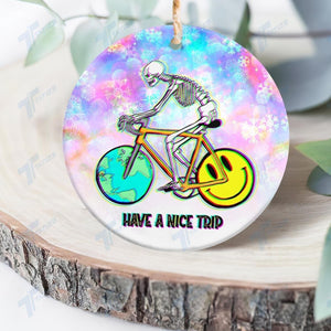 1943 Hoffman Bicycle Day Skull Ornament, Christmas Ornament Gift, Christmas Gift, Christmas Decoration