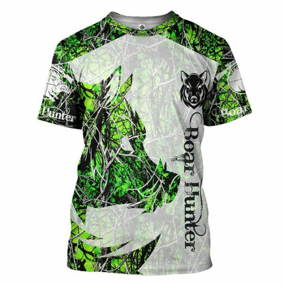 3D Boar Hunter Glas Chustaim Tshirt Éadaí Cochaill