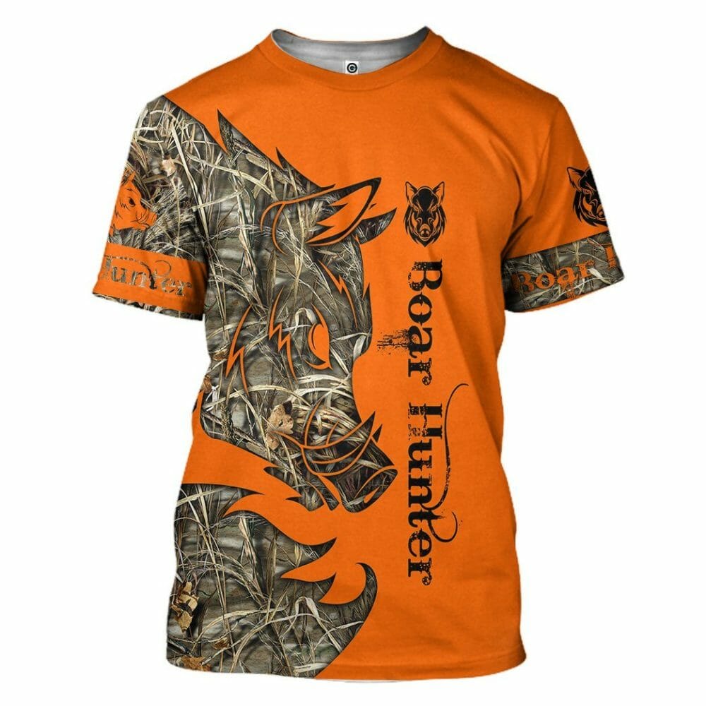 3D Orange Boar Hunter Saincheaptha Tshirt Éadaí Cochaill