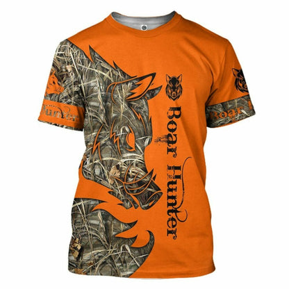 3D Orange Boar Hunter Saincheaptha Tshirt Éadaí Cochaill