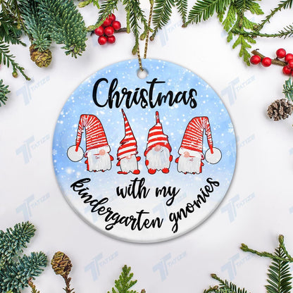 Christmas With Kindergarten Gnomies Circle Ornament, Christmas Gift, Christmas Decoration