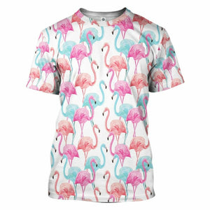 3D Flamingo Pink Blue Water Hoodie Custom Hoodies