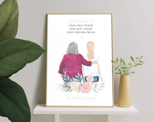 Pictiúr Pearsanta Bronntanas Uathúil Lá na Máithreacha Do Mamó, Bronntanas Pearsantaithe Mamó, Bronntanas Lá na Máithreacha Do Nanna, Bronntanas Saincheaptha Do Sheanmháthair, Seanmháthair agus Gariníon