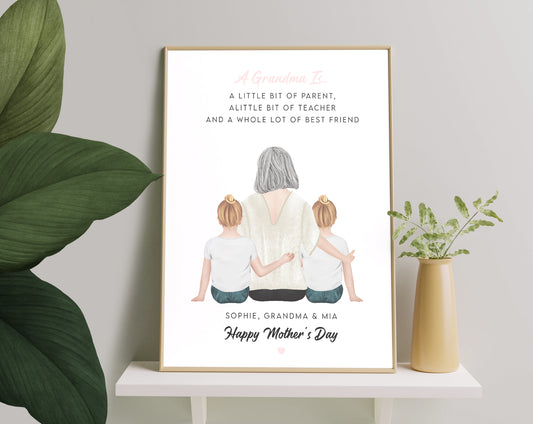 Pictiúr Pearsanta Bronntanas Uathúil Lá na Máithreacha is Fearr Do Mamó, Bronntanas Pearsantaithe do Mamó, Bronntanas Lá na Máithreacha do Nanna, Bronntanas Saincheaptha Do Sheanmháthair, Seanmháthair agus Gariníon