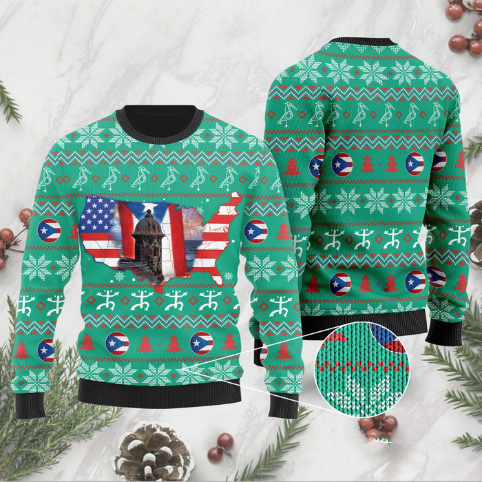 American Puerto Rico Christmas Ugly Sweater, Christmas Ugly Sweater, Christmas Gift, Gift Christmas 2024