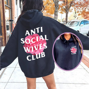 Anti social wives club mother's day funny wife Pullover Hoodie