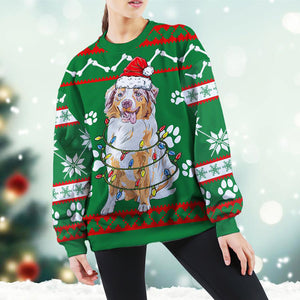 Australian Shepherd Green Christmas Sweatshirt, Christmas Ugly Sweater, Christmas Gift, Gift Christmas 2022