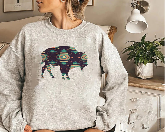 Desert Buffalo Sweatshirt/Hoodie, Buffalo Sweatshirt, Western Sweatshirt, Desert Hoodie, Retro Western Sweatshirt, Retro Buffalo Sweatshirt