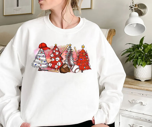 Baseball Christmas Trees Sweatshirt, Christmas Trees Sweatshirt, Baseball Christmas, Merry Christmas, Christmas Sweatshirt