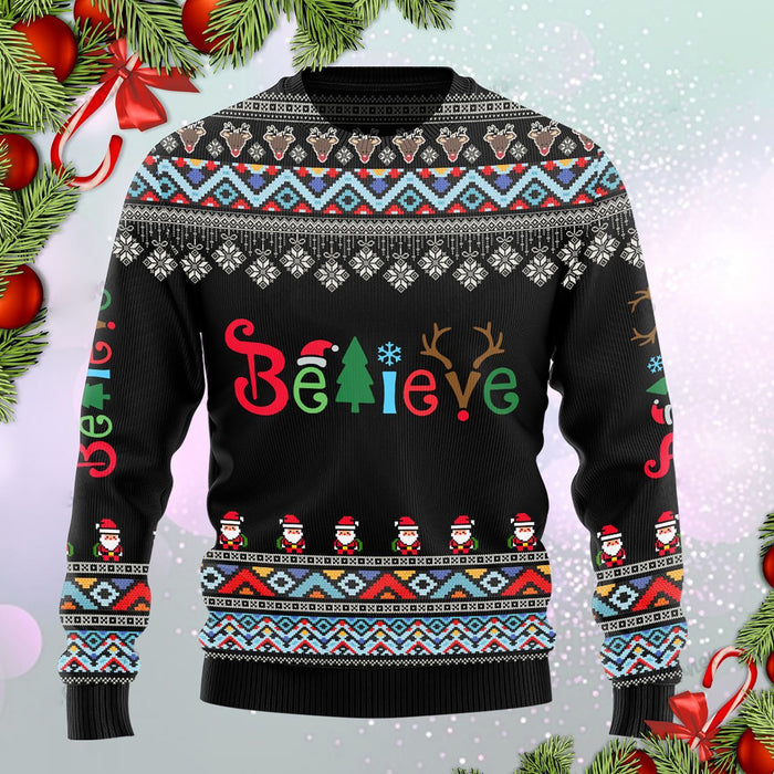 Believe Christmas Wool Ugly Sweater, Christmas Ugly Sweater, Christmas Gift, Gift Christmas 2022