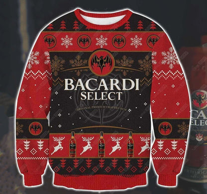 Bacardi Select Crafted Rum 3D Priontáil geansaí Nollag, geansaí gránna Nollag, bronntanas Nollag, bronntanas Nollag 2024