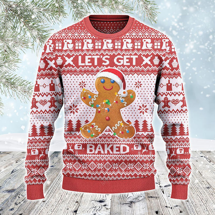 Baker Gift Let's Get Baked All Over Print 3D Sweater, Christmas Ugly Sweater, Christmas Gift, Gift Christmas 2024