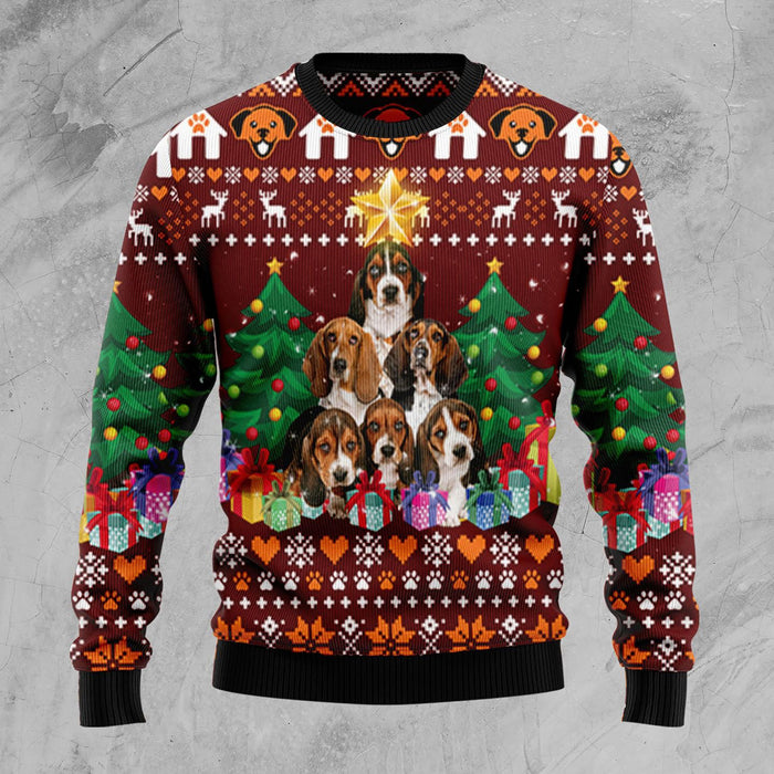 Basset Hound Pine Tree Ugly Christmas Sweater, Christmas Ugly Sweater, Christmas Gift, Gift Christmas 2022