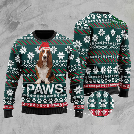 Basset Hound Santa Printed Christmas Ugly Sweater, Christmas Ugly Sweater, Christmas Gift, Gift Christmas 2024