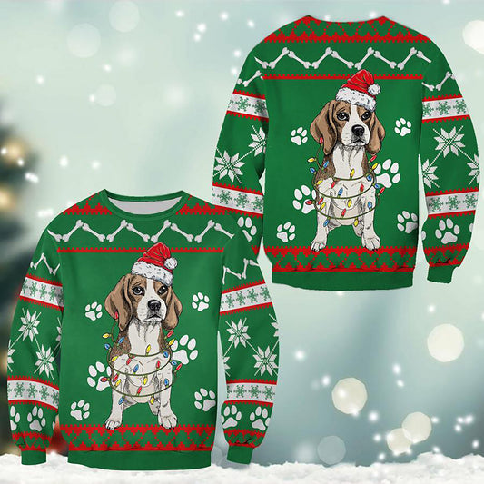 Beagle Green Christmas Sweatshirt, Christmas Gift, Gift Christmas 2024