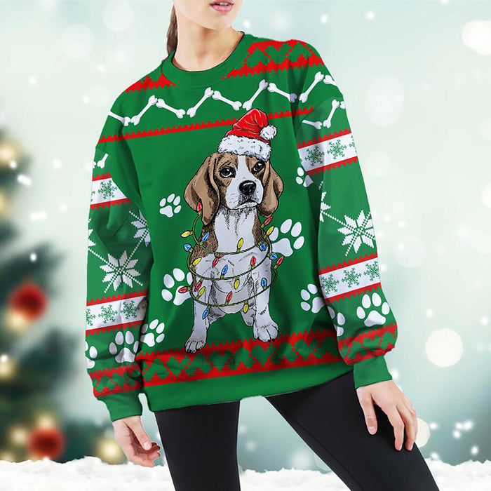 Beagle Green Christmas Sweatshirt, Christmas Gift, Gift Christmas 2024