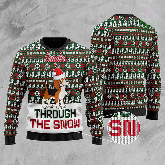 Beagles Through The Snow Christmas Ugly Sweater, Christmas Ugly Sweater, Christmas Gift, Gift Christmas 2024