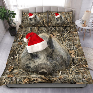 Beautiful Boar Hunting On Christmas Bedding Set Bedroom Set Bedlinen 3D,Bedding Christmas Gift,Bedding Set Christmas