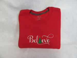 Believe Christmas Embroidered Sweatshirt or Hoodie