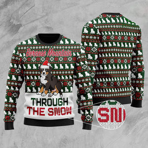 Bernese Mountain Dog Through The Now Sweater, Christmas Ugly Sweater, Christmas Gift, Gift Christmas 2022