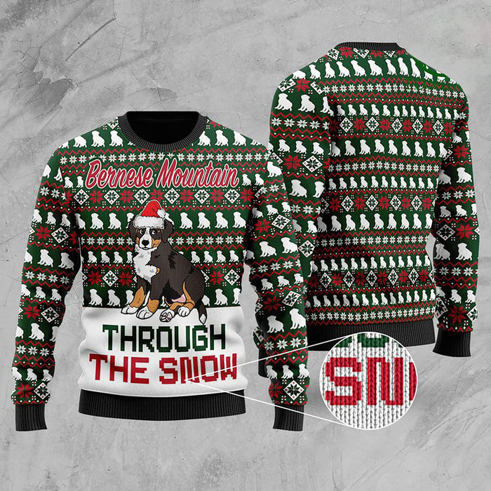 Bernese Mountain Dog Through The Now Sweater, Christmas Ugly Sweater, Christmas Gift, Gift Christmas 2022
