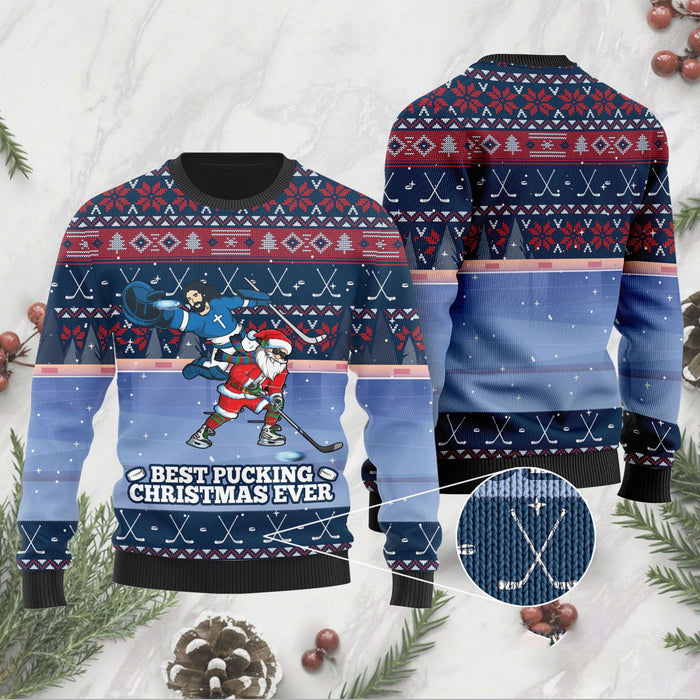 Best Pucking Christmas Ever Jesus And Santa Claus Sweater, Christmas Ugly Sweater, Christmas Gift, Gift Christmas 2022