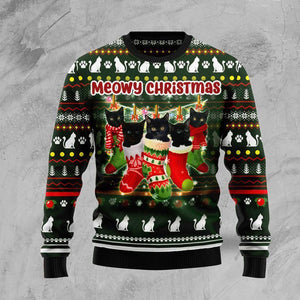 Black Cat Socks Ugly Christmas Sweater, Christmas Ugly Sweater, Christmas Gift, Gift Christmas 2022