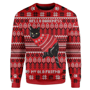 Black Cat wear red sweater Christmas Sweater, Christmas Gift, Gift Christmas 2022