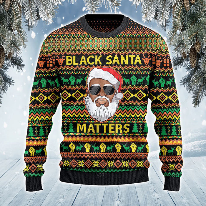Black Santa Matters All Over Print 3D Ugly Sweater, Christmas Ugly Sweater, Christmas Gift, Gift Christmas 2022