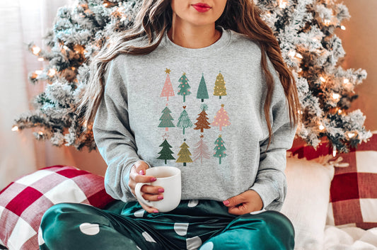 Boho Christmas Trees Shirt, Christmas Sweatshirt, Christmas Gifts, cute Christmas sweatshirts, Christmas Shirt, Christmas Shirts For Women