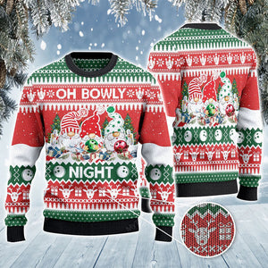 Bowling And Gnomes Lovers Gift Oh Bowly Night Sweater, Christmas Ugly Sweater, Christmas Gift, Gift Christmas 2024