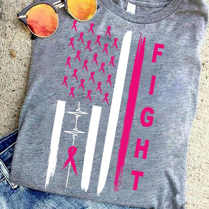 Breast Cancer Awareness Flag Fight Tee T shirt