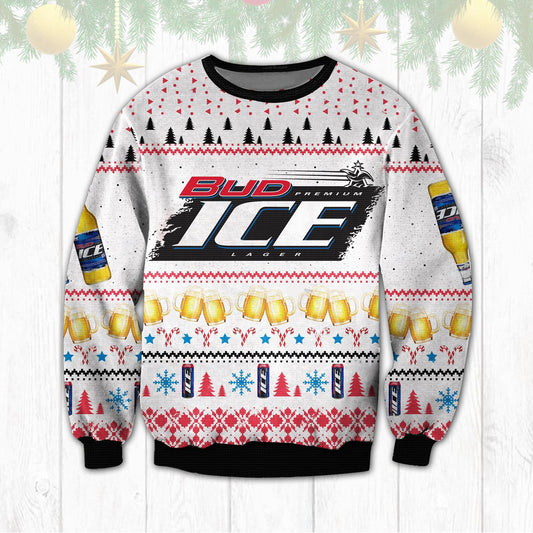 Bud Ice Lager Beer Ugly Sweater Christmas, Christmas Ugly Sweater, Christmas Gift, Gift Christmas 2024