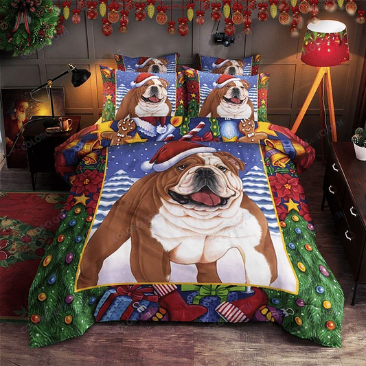 Bulldog Christmas Bedding Set Bedroom Set Bedlinen 3D,Bedding Christmas Gift,Bedding Set Christmas