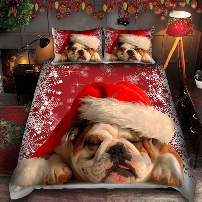 Bulldog Christmas Love Bedding Set Bedroom Set Bedlinen 3D,Bedding Christmas Gift,Bedding Set Christmas