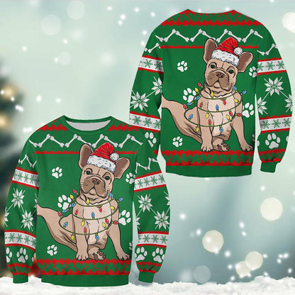 Bulldog Green Christmas Sweatshirt, Christmas Ugly Sweater, Christmas Gift, Gift Christmas 2024
