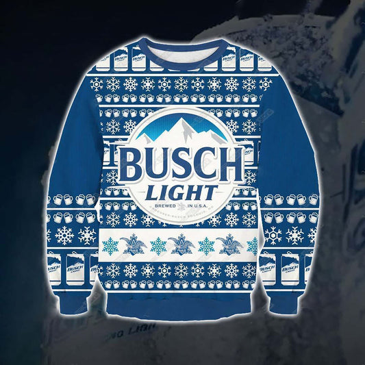 Busch Light beoir 3D Print Geansaí Nollag, Geansaí Gránna Nollag, Bronntanas Nollag, Bronntanas Nollag 2024