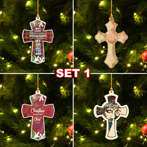 Christmas Begins With Christ Ornaments Set, Jesus Christmas Ornaments Set, Christian Ornament Set Family Gift Idea
