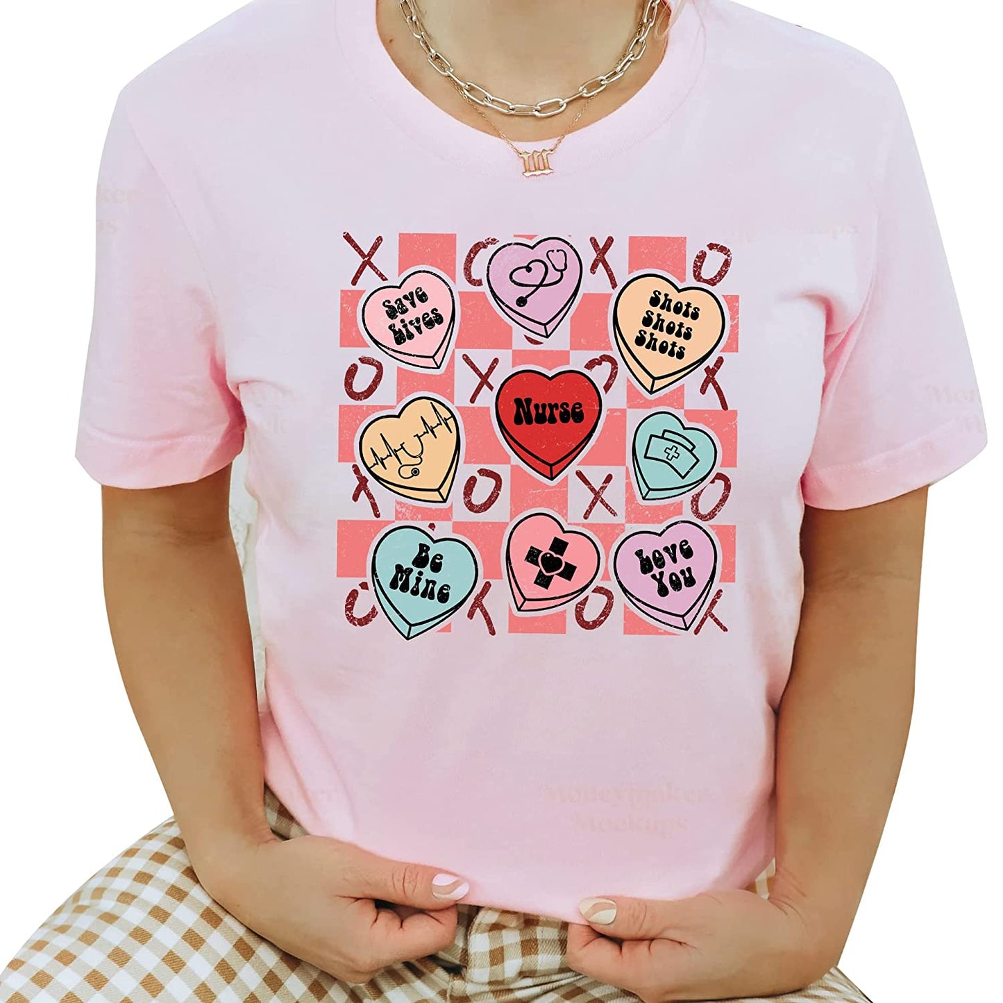 Candy heart Valentine nurse T-Shirt, Cute Valentine Holiday Sweatshirt, NICU Medicine Tech Long Sleeve, Stethoscope Hoodie Gift for friends