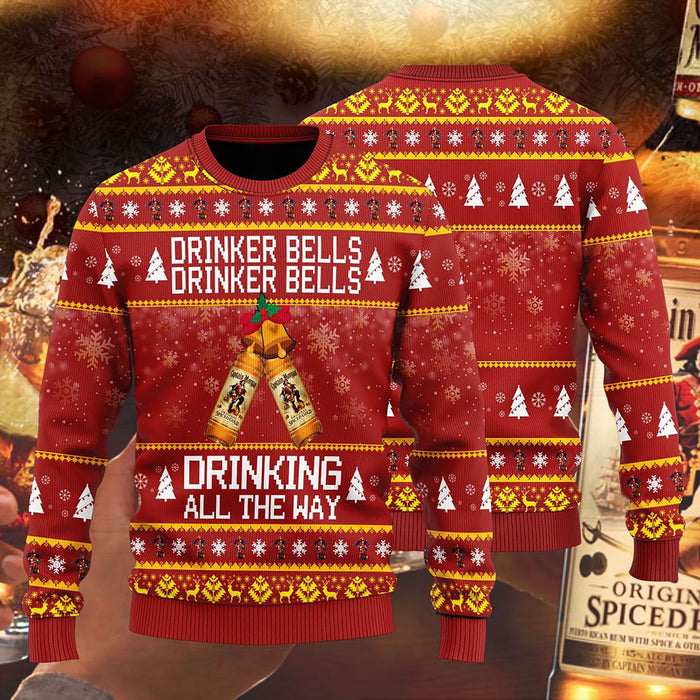 Captain Morgan Drinker Bells Drinker Bells Drinking Sweater, Christmas Ugly Sweater, Christmas Gift, Gift Christmas 2024