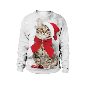 Cat Merry Christmas white Sweater, Christmas Ugly Sweater, Christmas Gift, Gift Christmas 2022